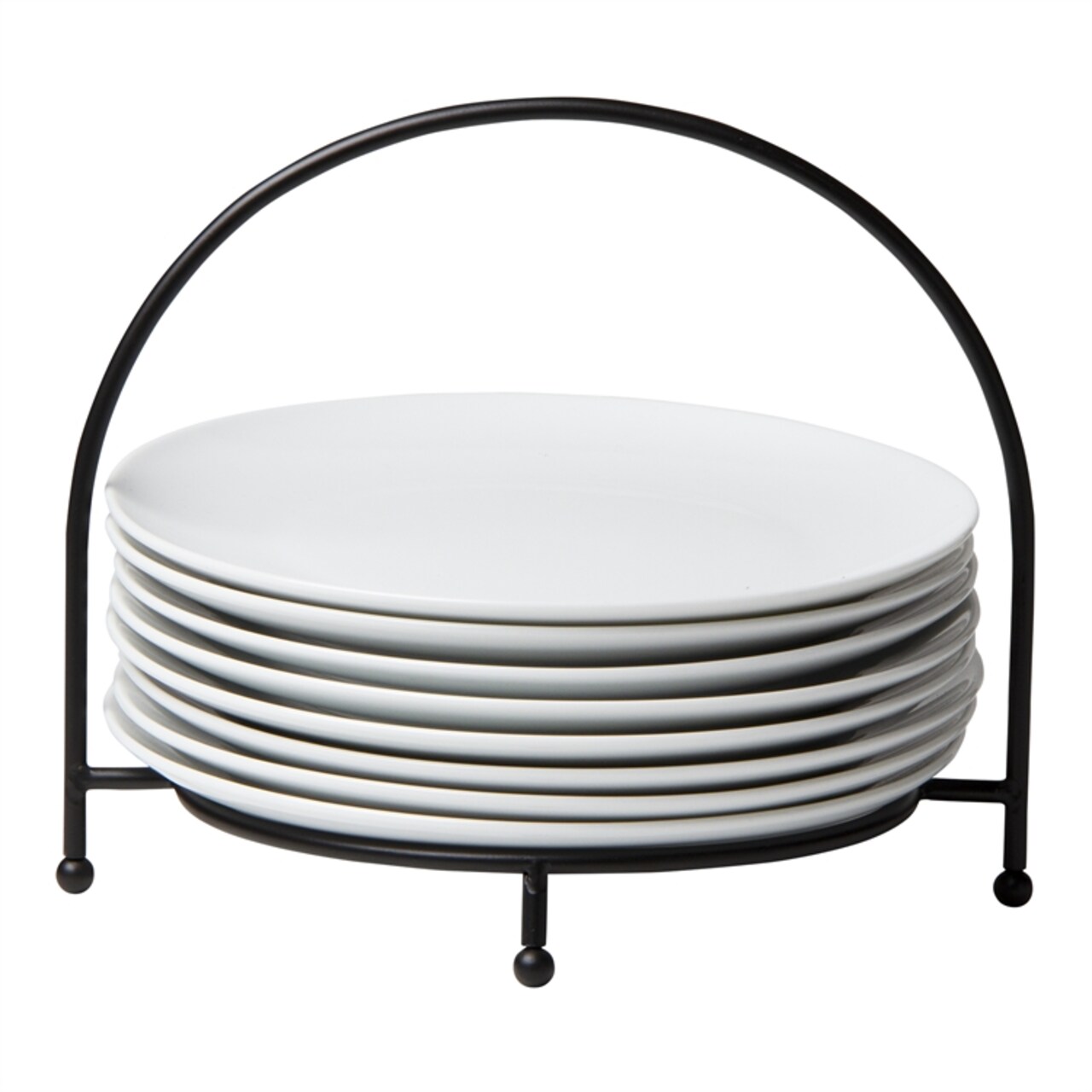 Whiteware Porcelain Buffet Plate Set of 8 Dinnerware Petite Serving Plates with Stand 6.75 inch Dishwasher Safe